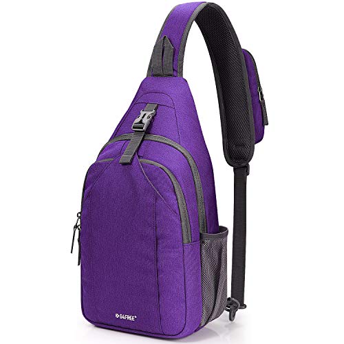G4Free Sling Bag for Men and Women, RFID Blocking Crossbody Bag, Lightweight Sling Backpack for Travel, Hiking, Walking and Daily Use - color: Purple/Gray