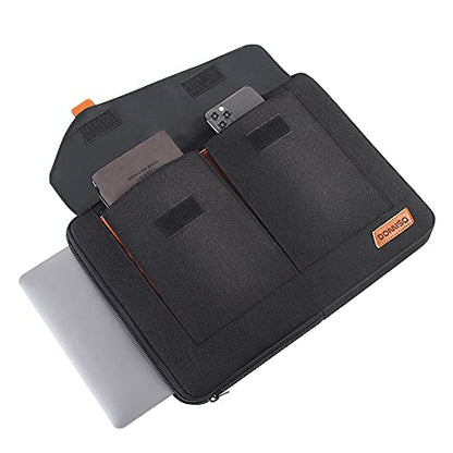 DOMISO 15-15.6 Inch Laptop Sleeve Bag Water Resistant Briefcase Messenger Shoulder Bag for ThinkPad L580/16 MacBook Pro/IdeaPad 320/Dell XPS 15/HP Envy x360/ASUS ROG Zephyrus/Acer Chromebook,Black - color: Black, size: 15 - 15.6 Inch