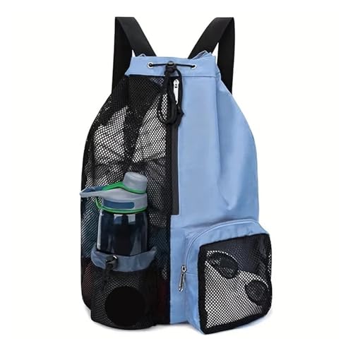 Swim Bag Mesh Drawstring Backpack With Wet Pocket Multipurpose Beach For Swimming, Gym, And Workout Gear(Sky Blue) - color: Sky Blue