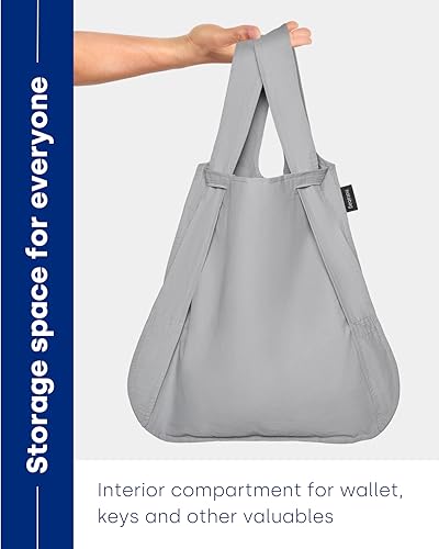 Notabag Original 2 in 1 Backpack and Bag – waterproof – reusable grocery bags – clever design for more flexibility - color: Grey