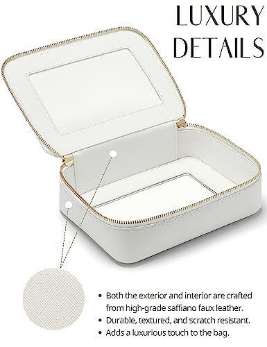 Popvibe Clear Makeup Case Set White Toiletry Bag Travel Large Clear Cosmetic Bag with Zipper, Big Make Up Bag Organizer Women Traveling TSA Approved Transparent Bag Car for Essentials - color: White, style: Dual Elegance