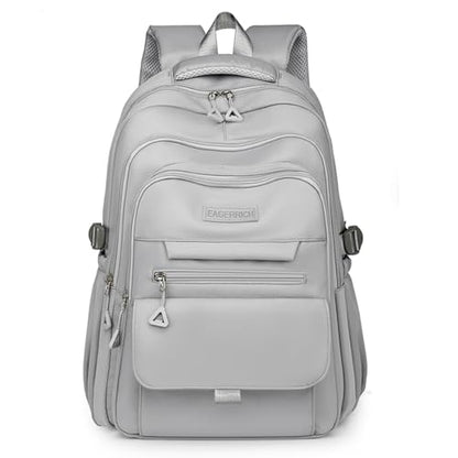 School Cute Aesthetic Backpack Girls Backpack for Students Kids Teen Girls Large Capacity Bookbags College Backpacks Laptop Lightweight Bookbag Casual Travel Daypacks School Bag（Grey） - color: Grey