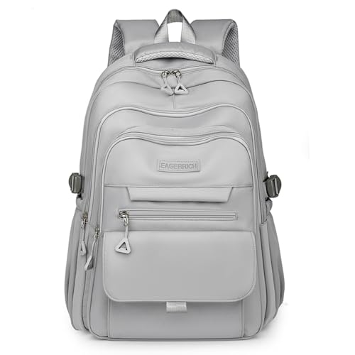 School Cute Aesthetic Backpack Girls Backpack for Students Kids Teen Girls Large Capacity Bookbags College Backpacks Laptop Lightweight Bookbag Casual Travel Daypacks School Bag（Grey） - color: Grey