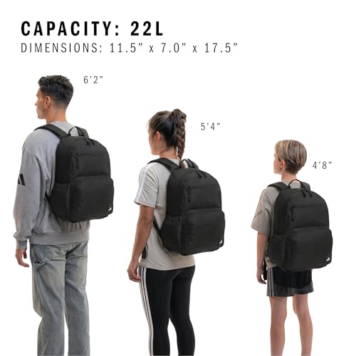 adidas Lineage Backpack for Laptop, School and Travel, 22L, Black, OSFA - color: Black