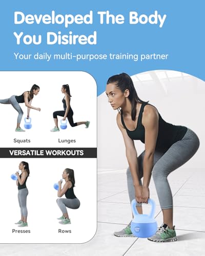 Soft Kettlebell - Cushioned Impact-Resistant Base and Anti-Slip, Kettle bell Anti-Slip Grip Weight for Home Workouts, Safe Strength Training Kettlebells Sets for Women & Men, With Non-slip Gloves - color: Blue