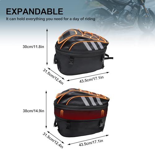 Motorcycle Helmet Backpack, 50L Expandable Motorcycle Tail Bag with Waterproof Rain Cover, Backpack & Rear Seat Bag, Fits Full Face Helmet for Motocross, Scooter, Street Bike