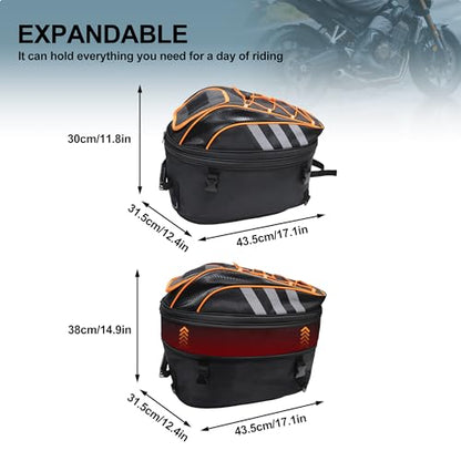 Motorcycle Helmet Backpack, 50L Expandable Motorcycle Tail Bag with Waterproof Rain Cover, Backpack & Rear Seat Bag, Fits Full Face Helmet for Motocross, Scooter, Street Bike