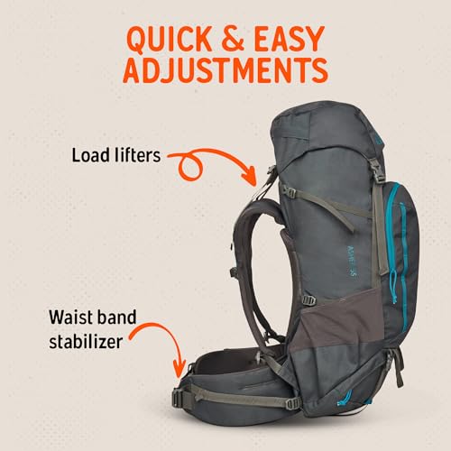 Kelty Asher Backpack, Daypack to Multi-Day Backpacking Capacity, Hiking, Lightweight Travel Pack, Internal Frame (55L Beluga) - color: Beluga/Stormy Blue, size: 55L