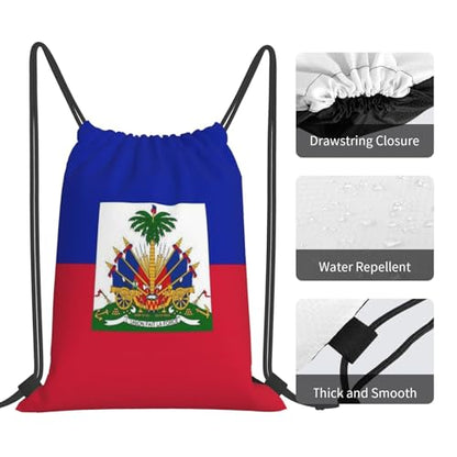Haiti Flag Drawstring Bag Sport Gym Backpack Beach Travel Sack Draw String Yoga Bag For Men Women - color: Haiti Flag