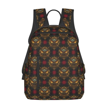 Compact Urban Commute Backpack Cool Owl Print Ethnic, Slim Fit Laptop Daypack for Office Business Casual Daily Wear Men Women - color: Picture (823)