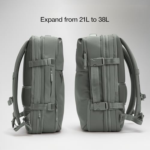 Incase A.R.C. Travel Backpack 38L – Expandable Carry On Luggage, Fits up to 17" Laptop – Butterfly Opening, Quick Access Pocket, Shoe Storage – Airplane Travel Essentials, Weekend Bag – Smoked Ivy - color: Smoked Ivy