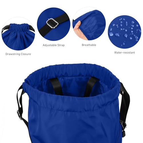 Valleycomfy Waterproof Drawstring Gym Backpack Bag for Men & Women,Sports Gym Bag with Side Pocket Blue - color: A-blue