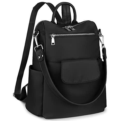 Uromee Travel Backpack Purse for Women Nylon Ladies Fashion Tassel Shoulder Bag Convertible - color: 261 Black