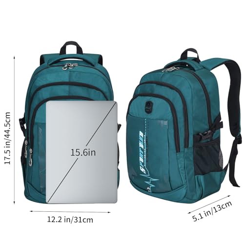 goldwheat School Backpack For Teen Boys, Lightweight Water-Resistant Boys Bookbag With Computer Compartment Fits 15.6" Laptop - color: Dark Green