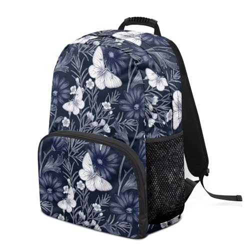 Lightweight School Backpack for Teen Boys & Girls - Breathable Mesh Back Support & Soft Padded Shoulder Straps for Comfort, Fits 17 Inch Laptop & Textbooks, Butterfly Vintage Floral Print - color: Butterfly Vintage Floral Print