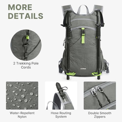 G4Free 20L Hiking Backpack with Waist Strap for Women Men, Lightweight Waterproof Daypack for Travel Camping Outdoor, Grey - color: Grey