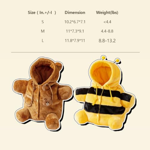 Cat Puppy Plush Outing Backpack Cute Bear Bee Design Anti-Escape Bag for Kitten Cat Small Dog Gift Choice - color: bear, size: Medium