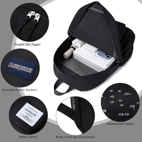 Backpack for Women Men 17 Inch Laptop Back Pack Large College Bookbag Kids Elementary Middle High School Bag for Girls Boys Teens Students Lightweight Travel Work Backpacks Casual Daypack Black - color: Black