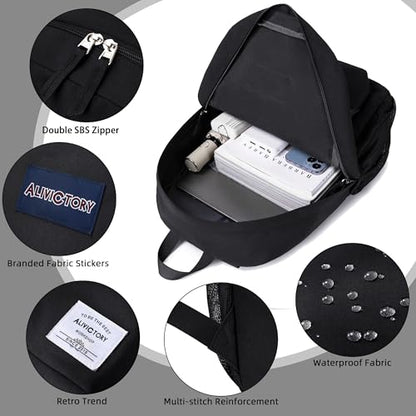 Backpack for Women Men 17 Inch Laptop Back Pack Large College Bookbag Kids Elementary Middle High School Bag for Girls Boys Teens Students Lightweight Travel Work Backpacks Casual Daypack Black - color: Black