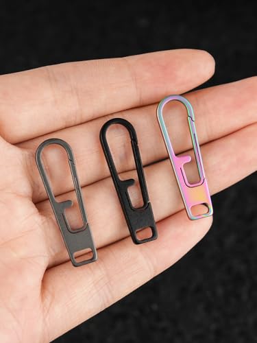 VIPERADE VAT1 Heavy Duty Titanium Zipper Pulls Replacement, Universal Zipper Pull Tab Repair Kit for Jackets, Coats, Suitcases, Luggage, Backpacks, Handbags and EDC Pouches - color: 4 Black, size: 1.38" × 0.27"