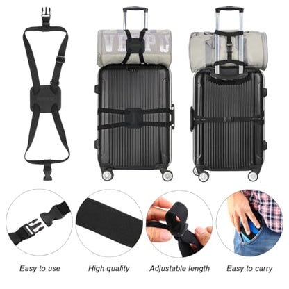 Luggage Bungee Bag Bungee, Luggage Straps Suitcase Adjustable Belt – an Adjustable and Portable Travel Suitcase Accessory-Black Buckle - color: Black buckle