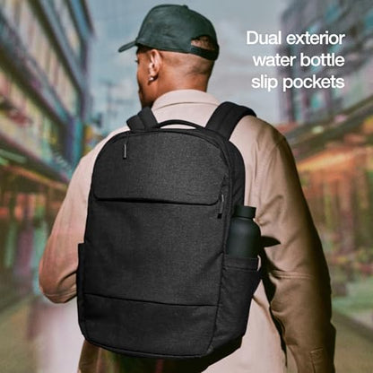 Incase Crosstown Backpack – 20L Everyday Laptop Backpack for Work, Travel – 16" Faux Fur MacBook Sleeve, External Front Pocket, Water Bottle Pockets, Travel Pass Through - Black - color: Black