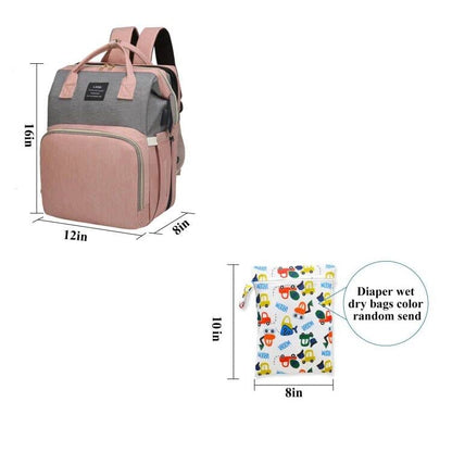 ANWTOTU Baby Diaper Bags with Changing Station,Waterproof Diaper Bag Backpack for Moms Dads with USB Charging Port,Large Capacity Multifunctional Baby Essentials(Pink-Grey) - color: Pink-grey