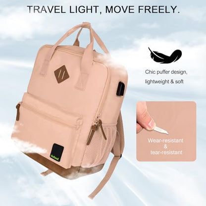Goloni Small Carry On Travel Backpack with USB Charging Port, Lightweight Water Resistant Mini Carry-on Backpack for Men Women, Compact Personal Everyday Backpack,Pink - color: Pink