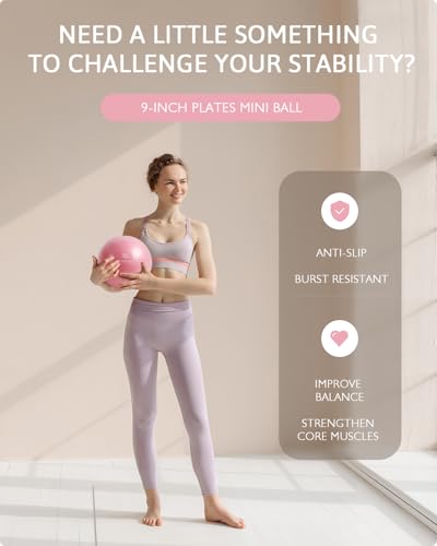 LIONSCOOL Pilates Ring Set – 14" Anti-Deformation Magic Circle with Padded Handles, Mini Ball, Resistance Bands, Guide & Bag - color: Pink Pro