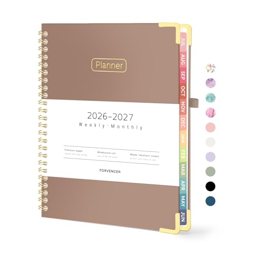 Forvencer Academic Planner 2026-2027, Hardcover Calendar Planner Weekly & Monthly, July 2026 - June 2027, 6" x 8", Daily Agenda with Tabs, College School Organizer for Student Teacher, Brown - color: Brown, size: 6.3"x8.4" (Jul 2026 - Jun 2027)