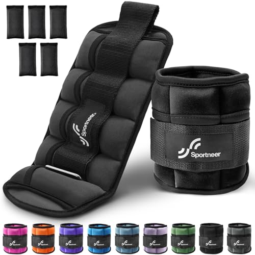 Sportneer Adjustable Ankle Weights for Women and Men 7 lbs/Pair Adjustable Leg Weights with Secure Straps, Strength Training Weighted for Yoga, Walking, Running, Aerobics, Gym, Physical Therapy - color: Black