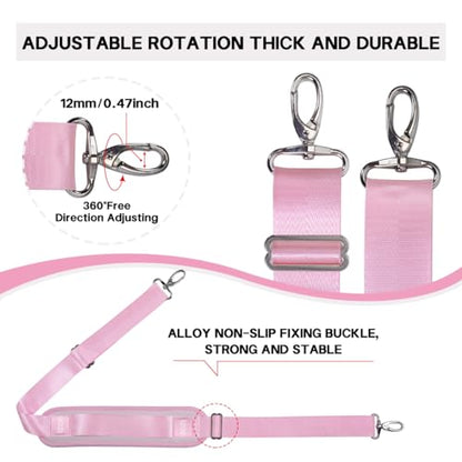 59 Inch Shoulder Straps, Soft with Ultra-Thick Fixed Shoulder Pad, Two Way Independently Adjustable Buckle Replacement Straps for Laptop Bag Messenger Bag Tool Bag Luggage,Pink - color: Pink, size: 59 inch