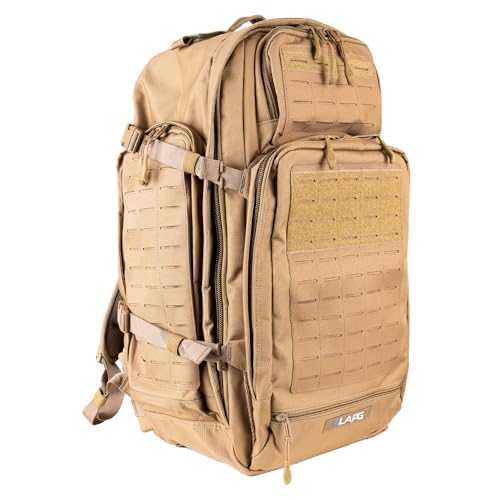 LA Police Gear Atlas 72 Hour Tactical Backpack for Men & Women, Large Bug Out Bag with MOLLE System, Hiking Hunting Combat Backpack, Coyote - color: Coyote