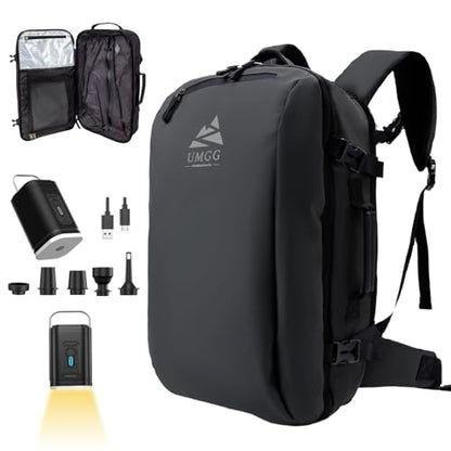 Vacuum Travel Backpack 60L with Air Pump Vacuum Water Resistant Air Compression System Carry On Suitcase Luggage with Rain Cover Black - color: Black, size: Vacuum