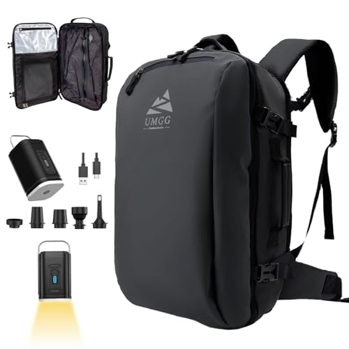 Vacuum Travel Backpack 60L with Air Pump Vacuum Water Resistant Air Compression System Carry On Suitcase Luggage with Rain Cover Black - color: Black, size: Vacuum