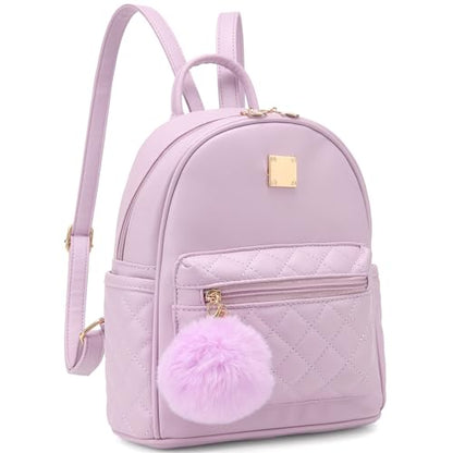Barsine Girls Fashion Mini Backpack Purse Small Cute Plaid Leather Women Backpacks Little Bag (Purple) - color: Purple