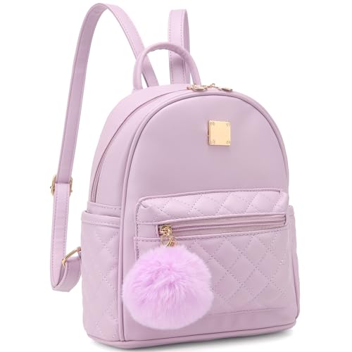Barsine Girls Fashion Mini Backpack Purse Small Cute Plaid Leather Women Backpacks Little Bag (Purple) - color: Purple