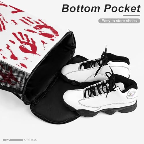 Hand Skull Drawstring Backpack Gym Bag With Shoe Compartment String Bag Sport Beach Swimming Sackpack For Women Men - color: Hand Skull