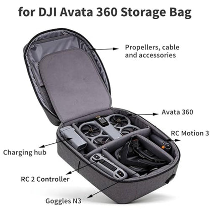 Drone Backpack for DJI Avata 360 Motion Fly More Combo, Portable Storage Bag Travel Carrying Case for DJI Avata 360 Goggles N3, RC 2 Remote Controller, RC Motion 3 and Accessories
