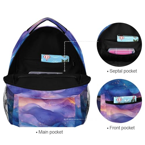 Fun Backpack for Teacher Nurse Fashion Backpack with Chest Strap Gift Men & Women Blue Purple - color: Multicolor13
