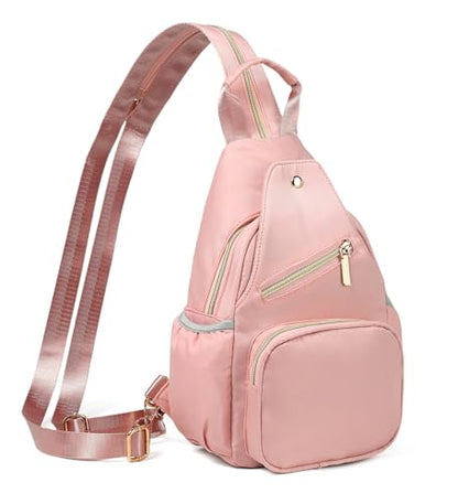 Xsecnua Small Crossbody Bag Convertible Mini Backpack for Women, Cross Body Sling Bag Sling Backpack for Travel Daypack - color: Z Pink