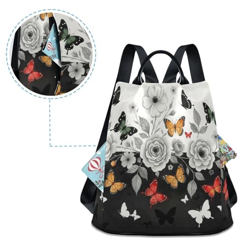 MNSRUU Women Backpack Purse Grey Butterfly Backpack for Women Anti-theft Shoulder Bag Carry On Backpack Lightweight Rucksack Fashion Travel Ladies Bags - color: Cute 08