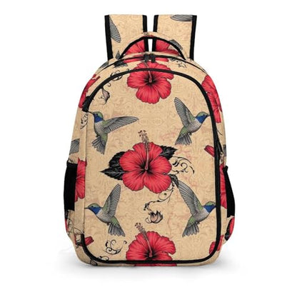 Travel Backpack Purse for Women, Classic Hummingbird Art Lily Flowers Birds Cute Laptop Backpack with Tumbler Holder for Nurse Teacher College Work Casual Daypack - color: Pattern (331)