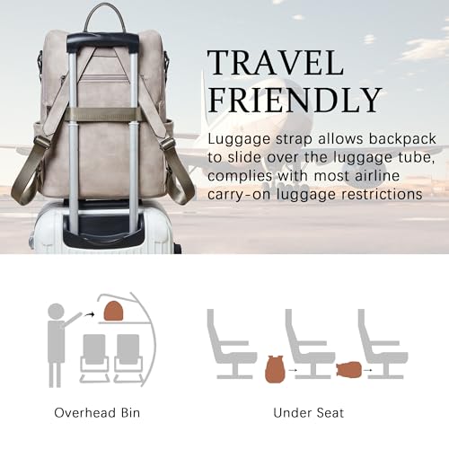Shrrie Vegan Leather Laptop Backpack for Women 15.6 inch Work Backpack Fashion Travel Backpack Purse for Business College - color: 1 Two-toned Gray