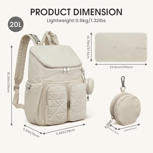 G4Free Diaper Bag Backpack for Moms Dads Travel Baby Bag with Pacifier Case & Insulated Pockets,Beige - color: Beige