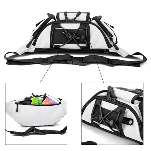 ArcEnCiel Tactical Fanny Pack for Men Women Waist Bag Hip Belt Outdoor Hiking Fishing Bumbag with Patch（White) - color: White