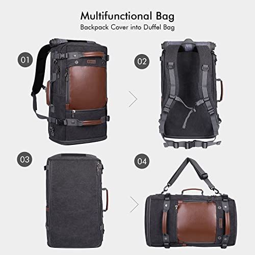 WITZMAN Travel Backpack for Men Women Carry on Luggage Backpack Canvas Rucksack Duffel bag with Shoe Compartment（A2021 big size black） - color: 22.5 Inch Black