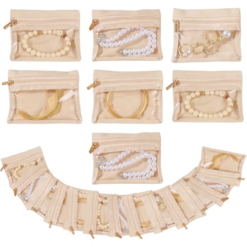 20 Pcs Portable Travel Jewelry Organizer Velvet Jewelry Pouch with Zipper Clear Travel Jewelry Bag for Travel Business Trip for Mom Wife Women Gift - color: A.20 PCS