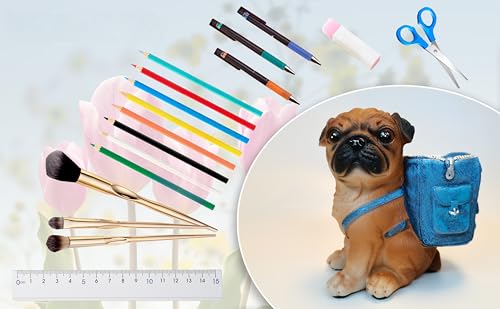 Cute Dog Pen Holder for Desk ，Pen Pencil Cup Creative Desktop Pen Organizer Pencil Cups Unique Desk Accessories Decor for Home Office School Gift for Dog Lovers (Pug) - style: Pug