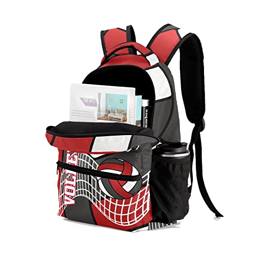 Customized Volleyball White Red Black Waterproof Backpack with Name for Hiking Camping Picnic - color: Backpack 18